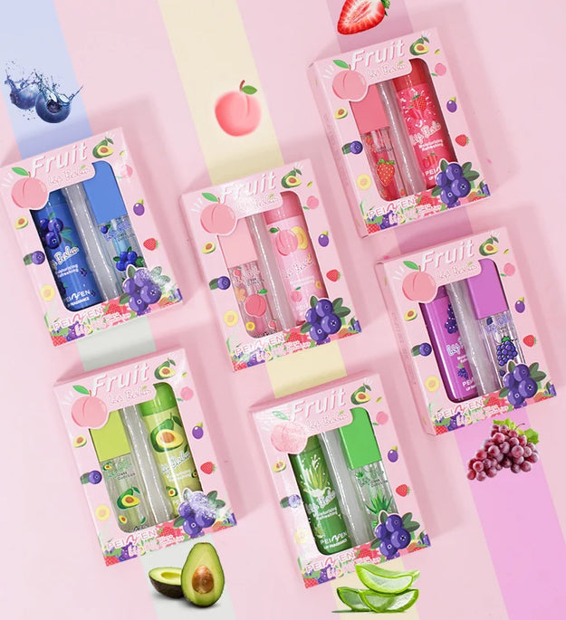 Fruit lip oil set, lasting moisturizing and nourishing lipstick, long-term lip care, Christmas gift for girls