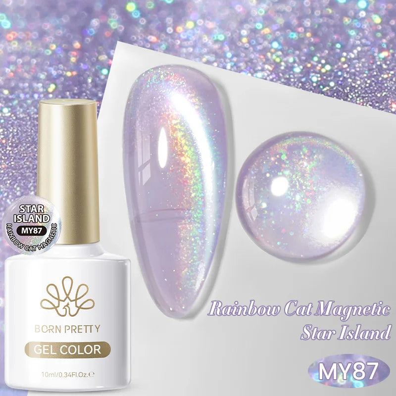 BORN PRETTY 10ml Cat Magnetic Gel Sparkling Ultra Gold Glitter Soak Off UV LED Gel Nail Art Varnish Manicure Valentine's Day