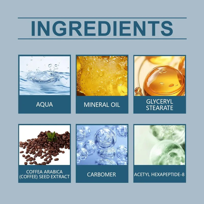 5% Caffeine Eye Serum Nourishing Moisture Under Eye Roller Cream 360° Massage Firming Serum For Dark Circles and Puffiness