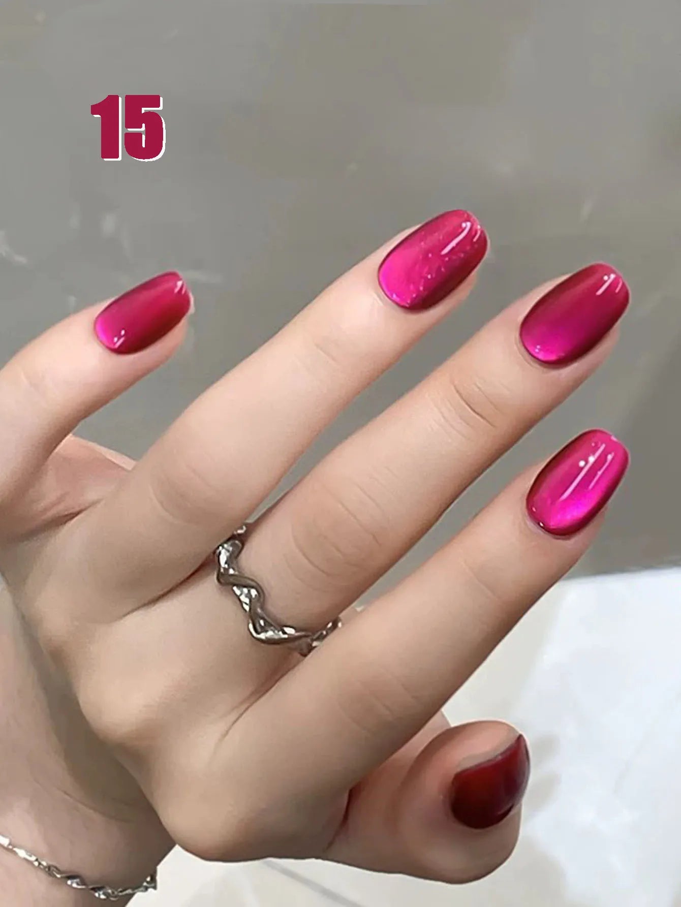 12ML 1-21PCS Winter And Autumn Whitening Red Glass Bead Cat Eye Magnet Gel Nail Polish Christmas Nails Nail Set Nail Art