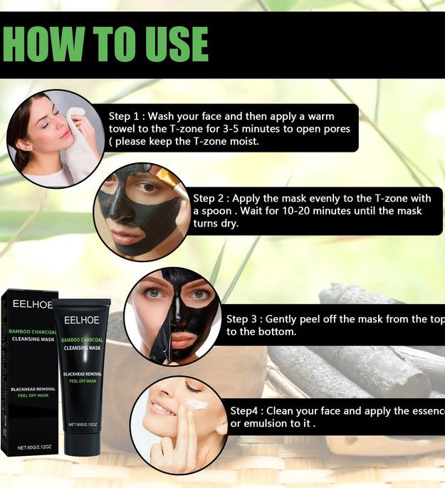 Bamboo Charcoal Tear-off Mask Blackhead Remover Deep Cleanig Purifying Shrink Pores Cream Exfoliator Peel Mud Mask Skin Care