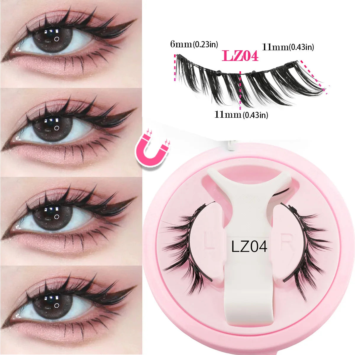 Wholesale 5/1 Pair Magnetic Eyelashes With Tweezer Set Reusable Magnetic Lash Extension Natural Curler False Eyelashes Makeup