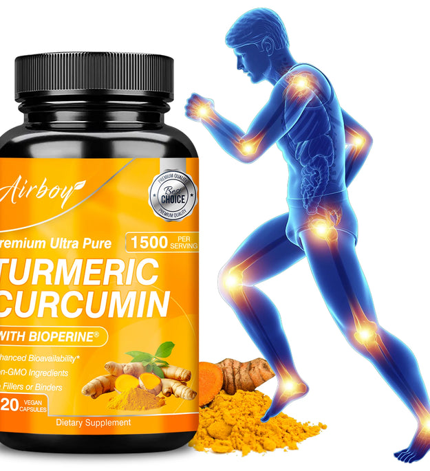 Turmeric Curcumin Capsules - with 95% Curcumin and Black Pepper - High Absorption Joint Supplement - 120 Capsules