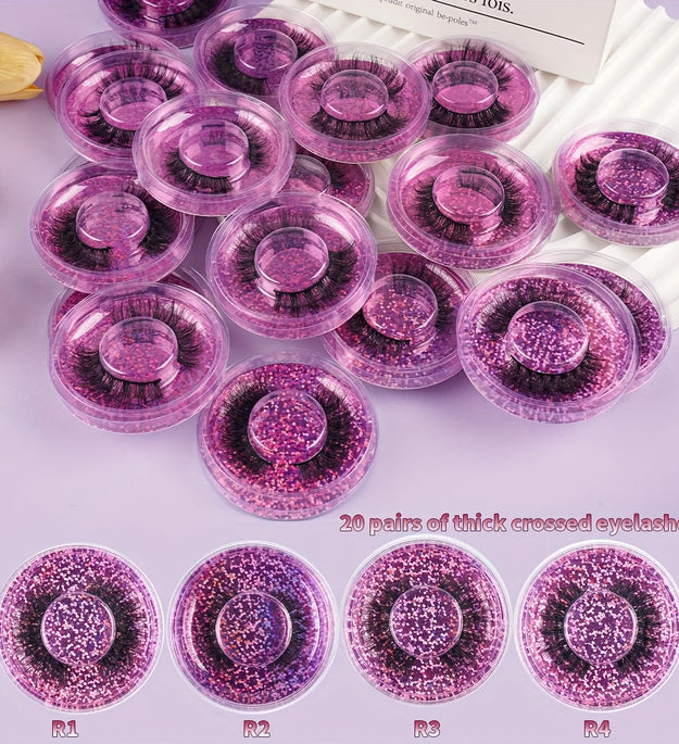 20 Pairs 4 Styles Wispy Faux Mink False Eyelashes Mixed Dramatic Thick Curled Fluffy Strip lashes Multipack for Eyes Makeup Sets