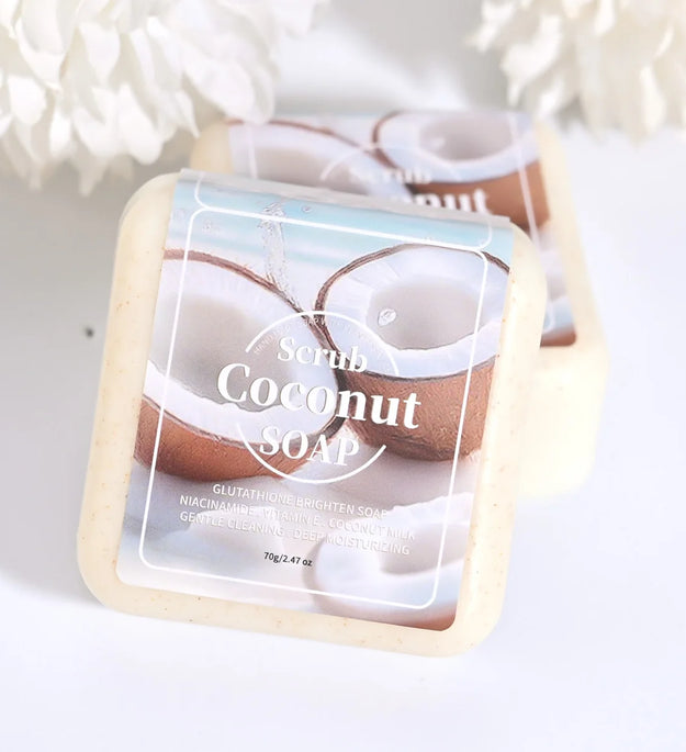 Glutathione Coconut Scrub Handmade Soap Deep Cleansing And Moisturizing Cleansing Bath Plant Essential Oil Soap Portable Soap