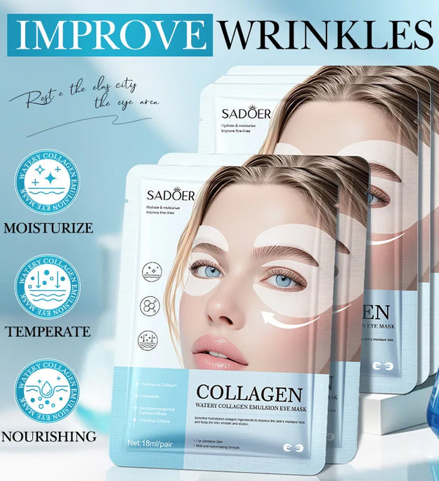 10 Pack Hydrogel Collagen Eye Mask - Intense Hydration for Glowing Skin, Firming & Smoothing Fine Lines, All Skin Types