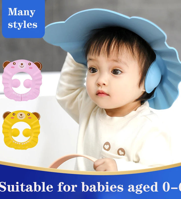 Baby Shower Soft Cap Adjustable Hair Wash Hat for Kids Ear Protection Safe Children Shampoo Bathing Shower Protect Head Cover