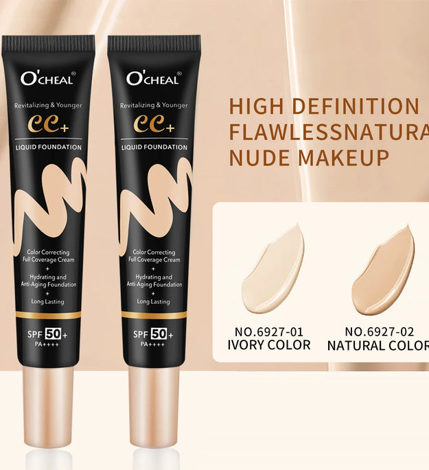 Ocheal 30g BB/CC sunscreen Cream SPF 50/PA+++ Facial Liquid Foundation Cream Anti-Aging Long Lasting Full Coverage Cream Powder