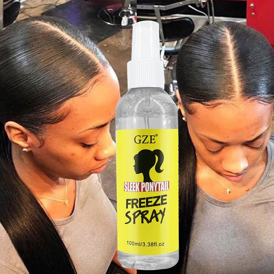 GZE Sleek Ponytail Freeze Spray - Long Lasting Hold, Frizz Control, and Shine - Non-Sticky Formula for Professional Looking - BlissFully