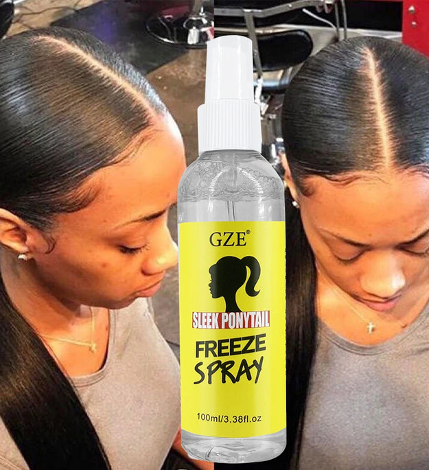 GZE Sleek Ponytail Freeze Spray - Long Lasting Hold, Frizz Control, and Shine - Non-Sticky Formula for Professional Looking - BlissFully