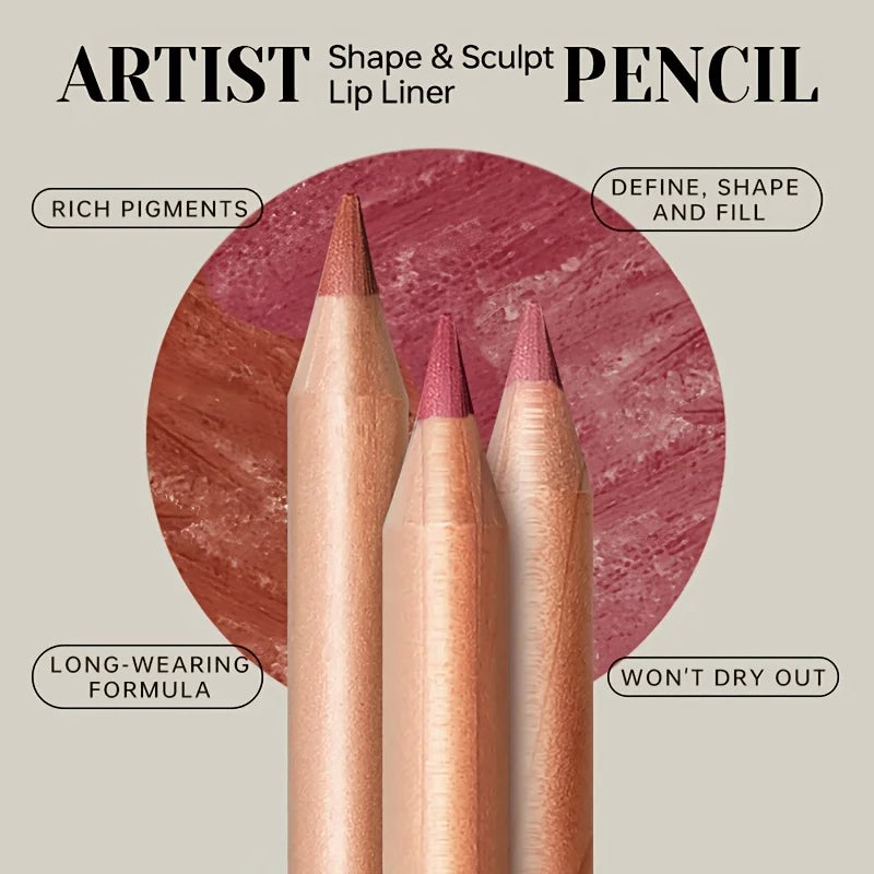 Matte Lip Liner Pencil Nude, Long-Lasting Waterproof, Smudge-Proof, Precise Outline, Smooth Creamy Formula