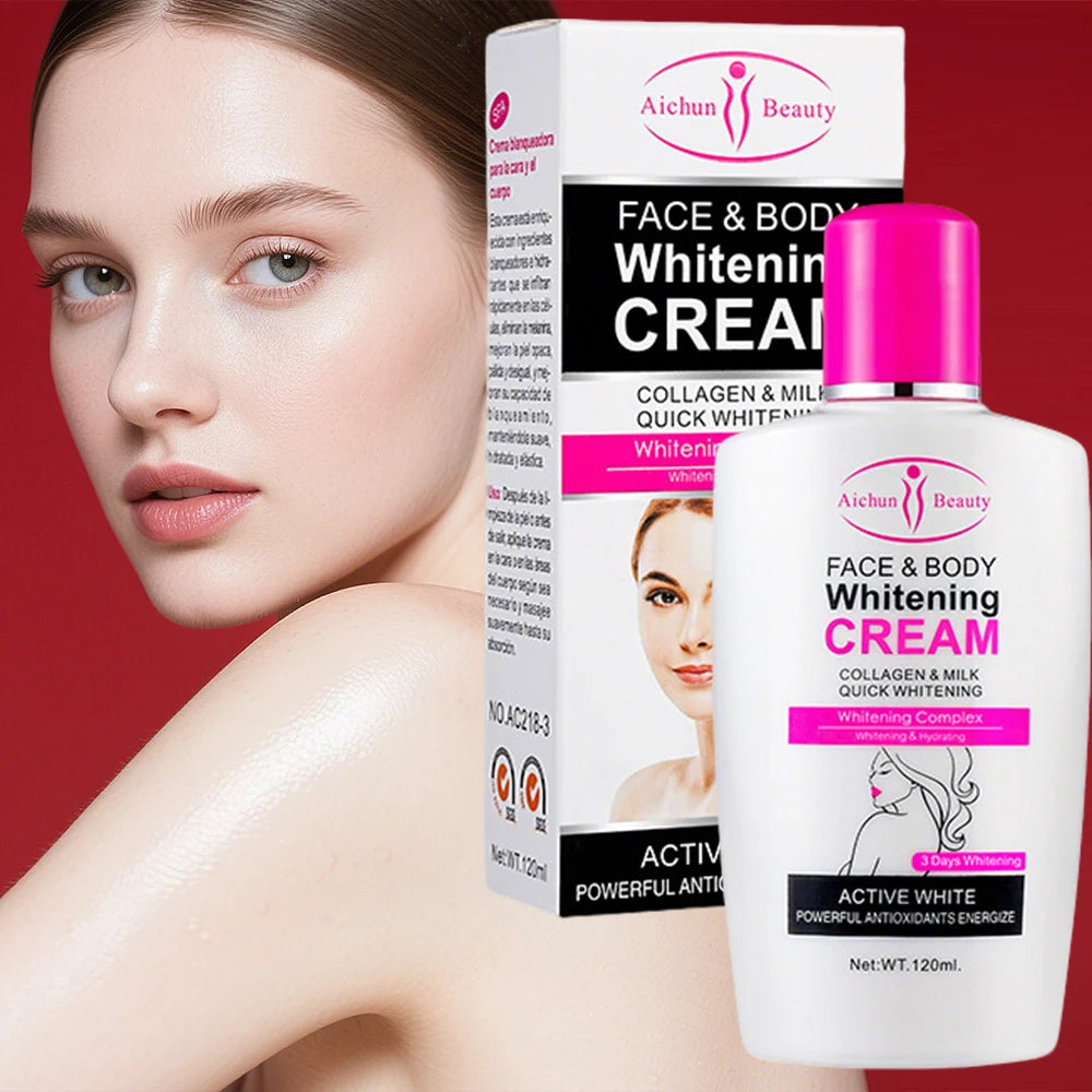 Collagen Milk Body Face Whitening Cream Dark Skin Bleaching Skin Care Body Leg Arm Lightening Smooth Moisturizing Body Lotion