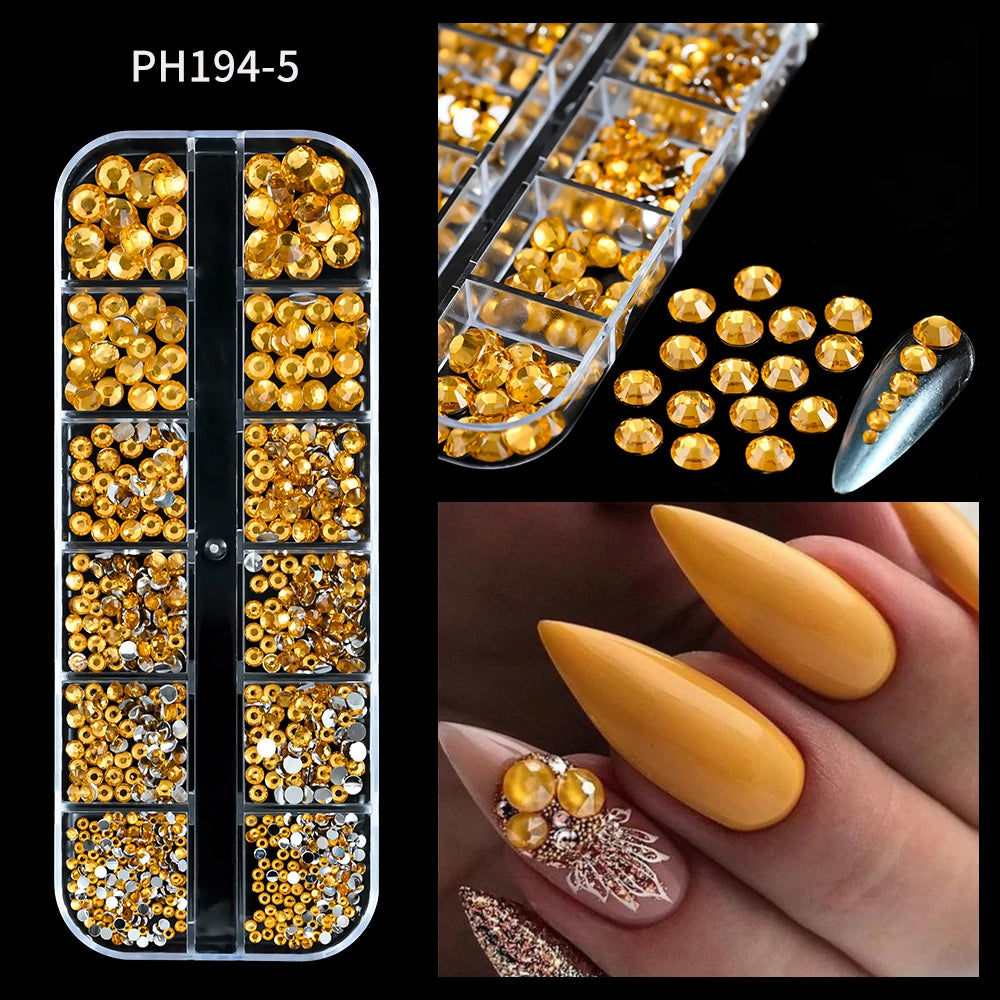 12Grids Mini Caviar Beads Nail Art Decorations Metal Gold/Silver Micro Ball Nail Charms Magnetic Pen 0.5~3mm Ball Nail Jewelry