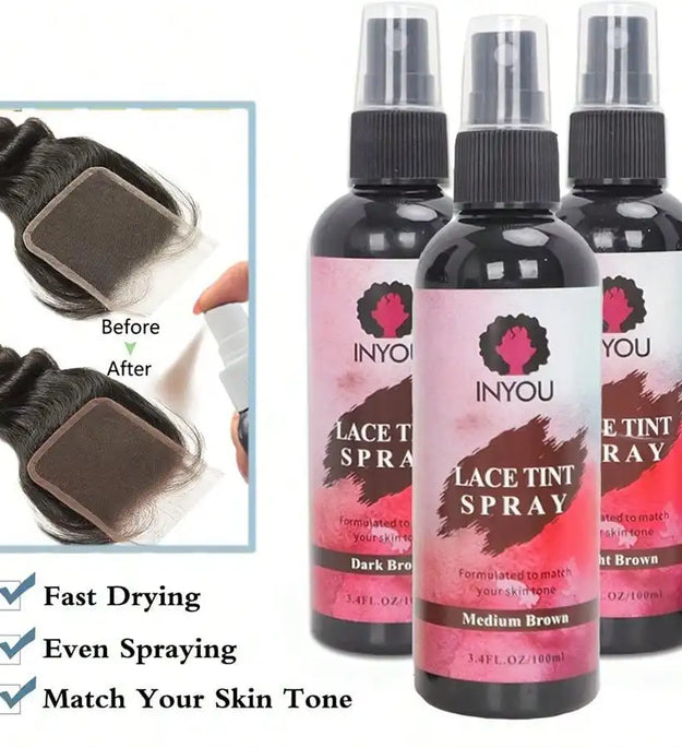 Lace Tint Spray For Wigs, Waterproof Lace Tint Melting Mousse Spray Concealer For Lace Closure Front Wigs Toupees - BlissFully