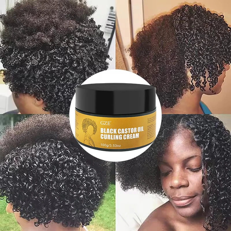 GZE Black Castor Oil Curl Defining Cream Non-stick Hydrates & eliminates frizz, Hair-Smoothing Anti-Frizz Cream to Define - BlissFully