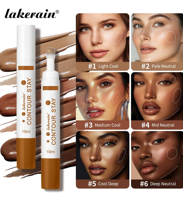 6-colors Moisturizing Liquid Contour Stay Cream Bronzer Waterproof Lightweight 3D Concealer Nourishing Face Contour Makeup
