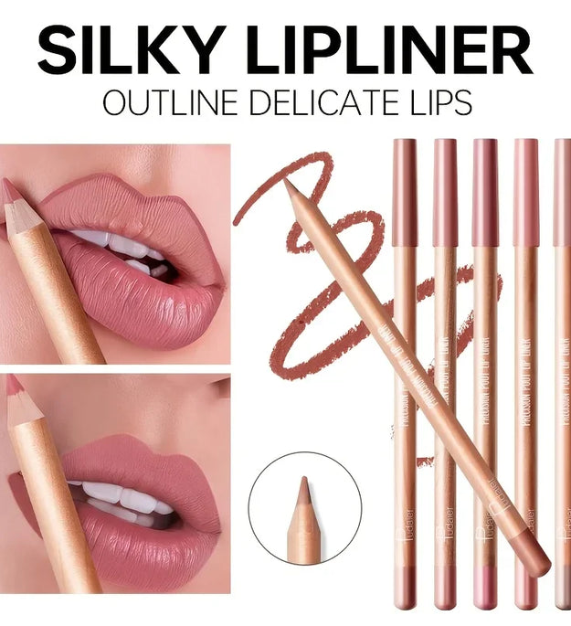 Matte Lip Liner Pencil Nude, Long-Lasting Waterproof, Smudge-Proof, Precise Outline, Smooth Creamy Formula