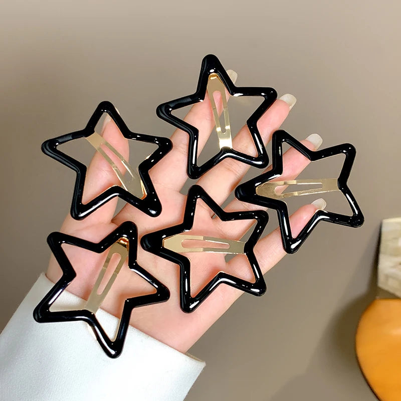 AWAYTR 5 Pcs Hollowed Star Hair Clips Star Snap Hairpins Sweet Headpiece Hair Barrettes Hair Accessories for Girls Dropship
