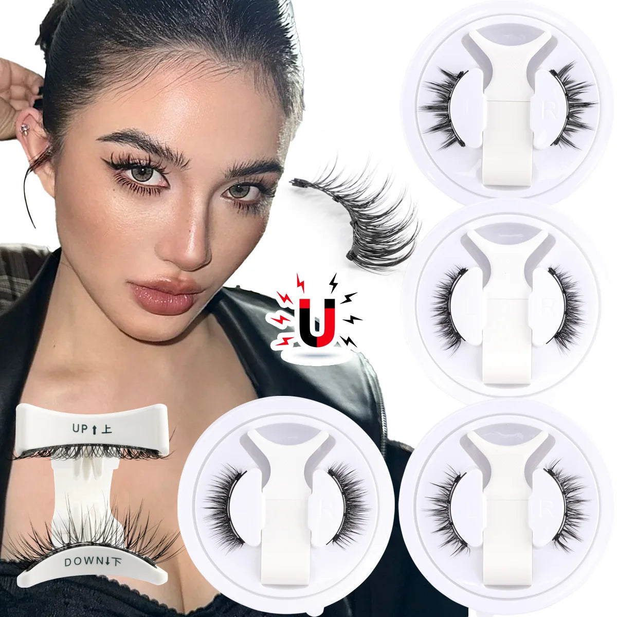 Wholesale 5/1 Pair Magnetic Eyelashes With Tweezer Set Reusable Magnetic Lash Extension Natural Curler False Eyelashes Makeup