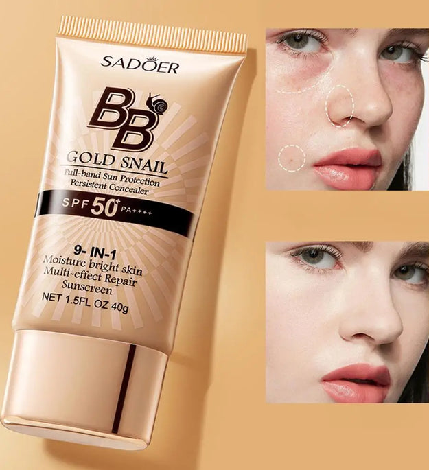 Gold Snail Sunscreen BB Cream Protector Facial Sun Block SPF50 BB Cream Isolation Lotion Concealer Facial Moisturizer