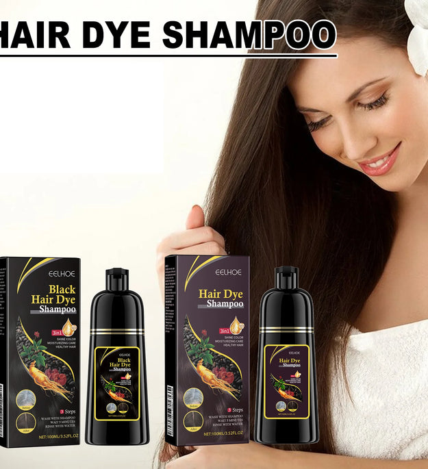 EELHOE 100ml Natural Plant Hair Dye Shampoo 3 in 1 Hair Color Shampoo for Gary Hair Quick Dark Black And Women Men Grey Coverage - BlissFully