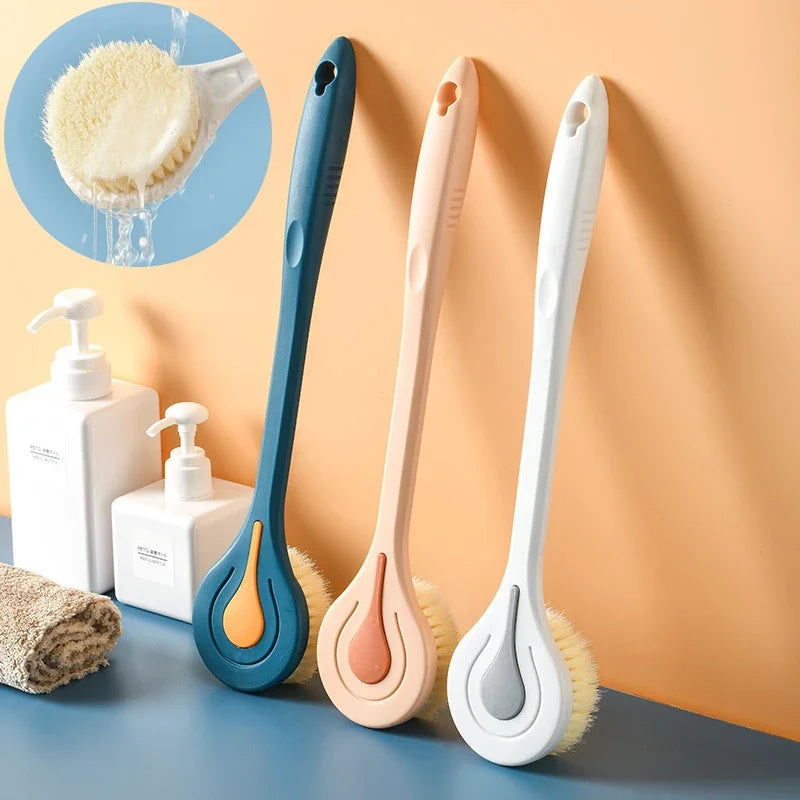 Long Handle Bath Brush Soft Hair Back Bath Brush Bathroom Body Bath Brush Mud Back Scrubber Shower Massage Exfoliation Brush