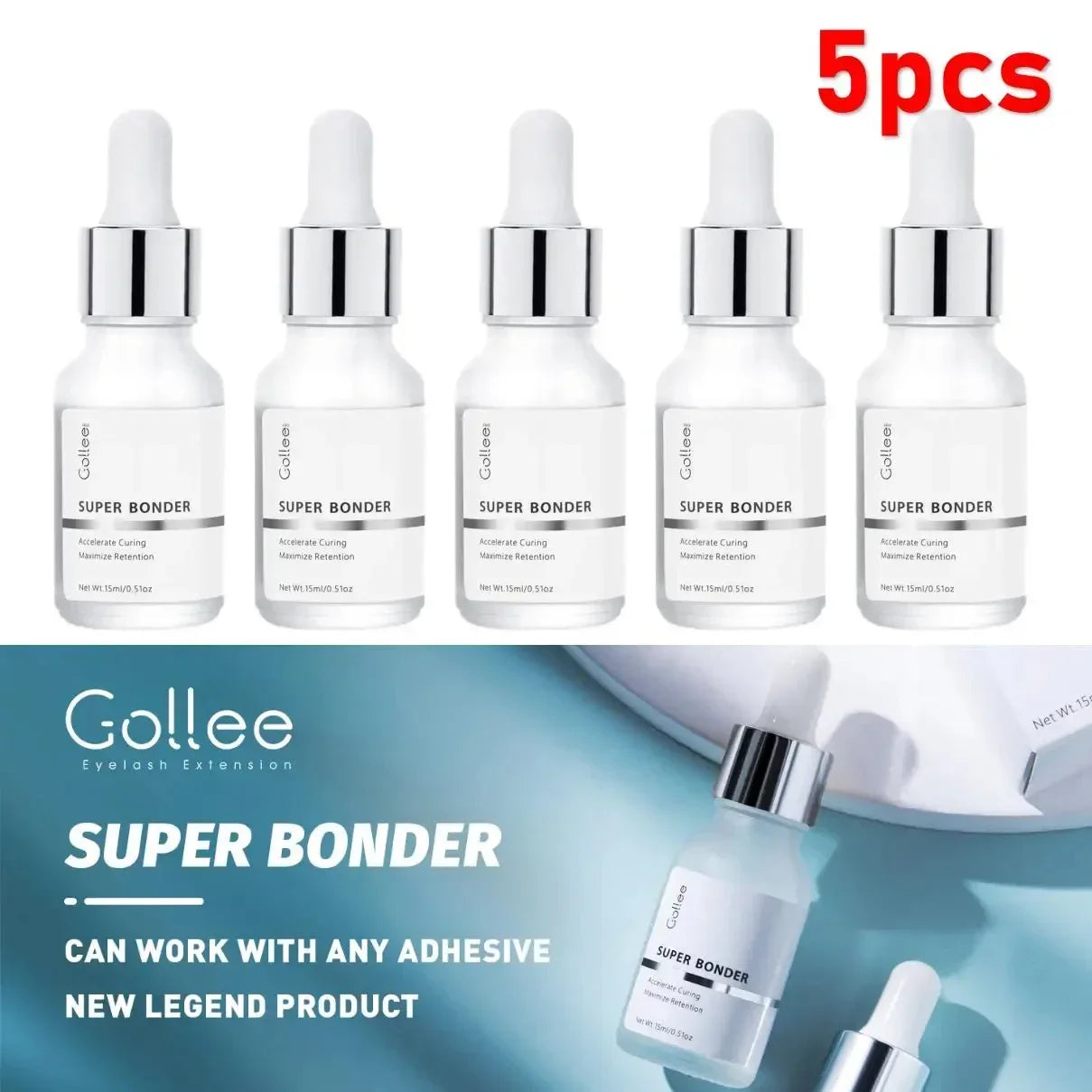 Gollee Super Bonder 1/3/5pcs Lash Longer Lasting Oilproof for golle Eyelash Extension Bonder Eyelash Enhance eyelash adhesion