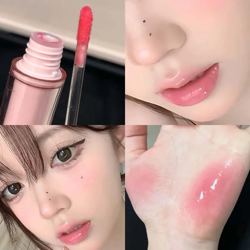 Pink Mirror Crystal Lip Gloss Makeup Water Glass Lip Glaze Plumping Waterproof Jelly Lip Tint Lipstick Moisturizing Beauty Lips