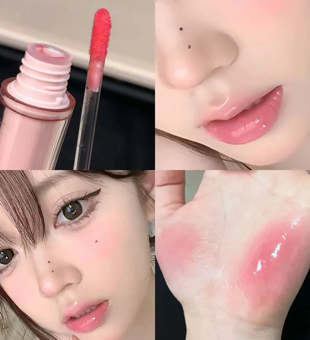 Pink Mirror Crystal Lip Gloss Makeup Water Glass Lip Glaze Plumping Waterproof Jelly Lip Tint Lipstick Moisturizing Beauty Lips