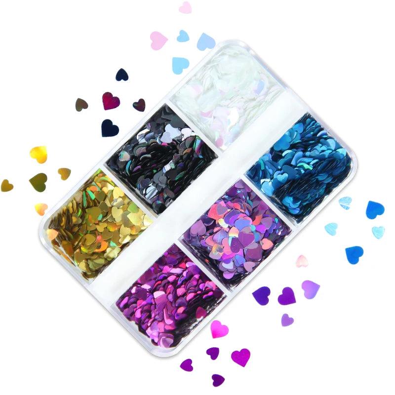 6Grids Holographic Square Nail Art Glitter Sequins Laser Ball Decoration Flakes Manicure Nails Supplies Professional Accessories
