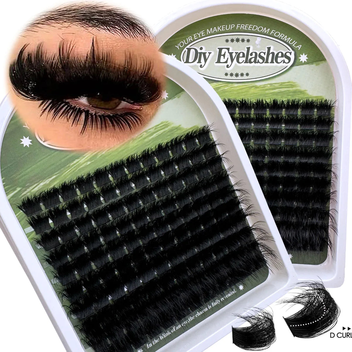 200D-50D Fluffy Lash Clusters Thick Cluster Eyelash Extensions Individual Lashes Mink Eyelash Clusters D Curl 8MM-16MM Dramatic