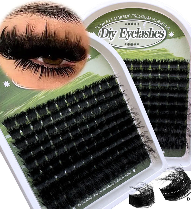 200D-50D Fluffy Lash Clusters Thick Cluster Eyelash Extensions Individual Lashes Mink Eyelash Clusters D Curl 8MM-16MM Dramatic
