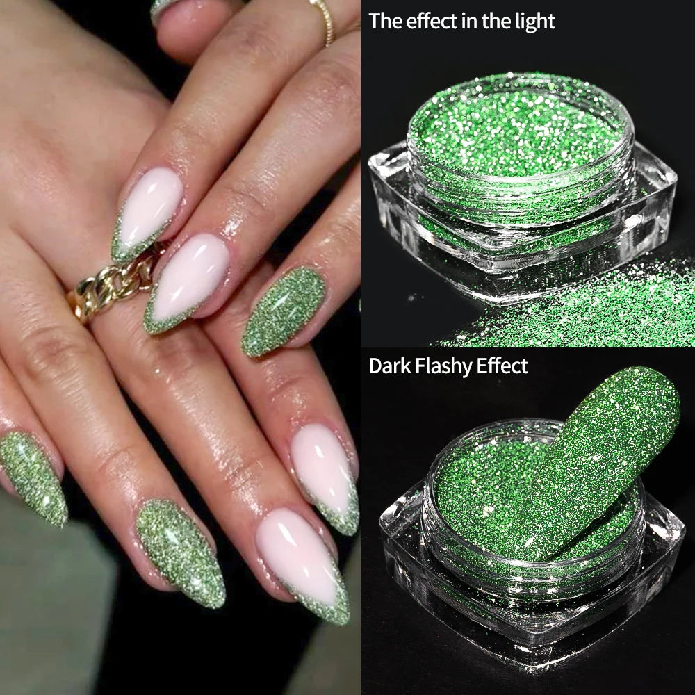 1box Shiny Reflective Diamond Nail Glitter Powder Silver Holographic Micro Drill Dazzling Crystal Gel Polish Manicure Pigment Du