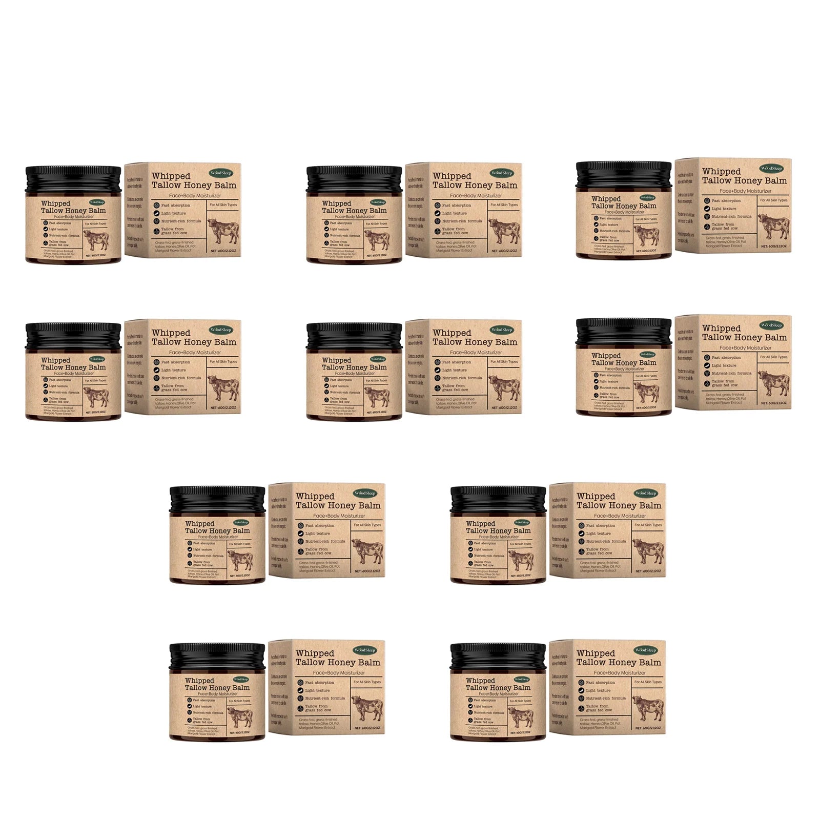 WoodSleep Beef Tallow Paste Deeply Moisturizer Brightening Wrinkle Remover Grass Fed Tallow Wild Honey Face Body Cream Skin Car - BlissFully