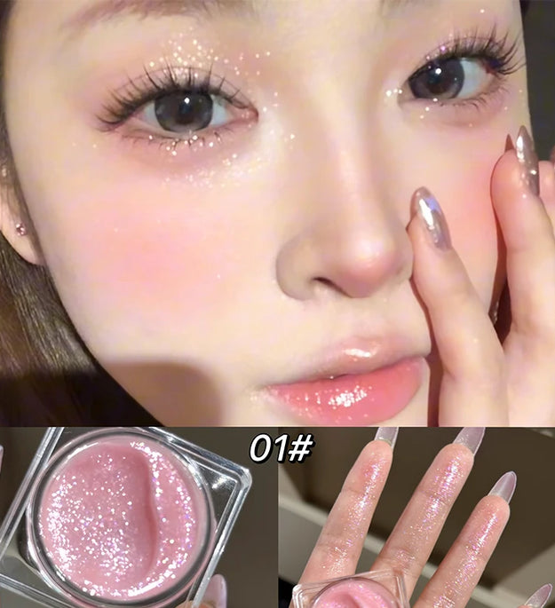 CACE Diamond Sparkle Highlighter Cream Monochrome Shimmering Pearl Silver Face Contour Brighten Makeup Glitter Highlight Gel