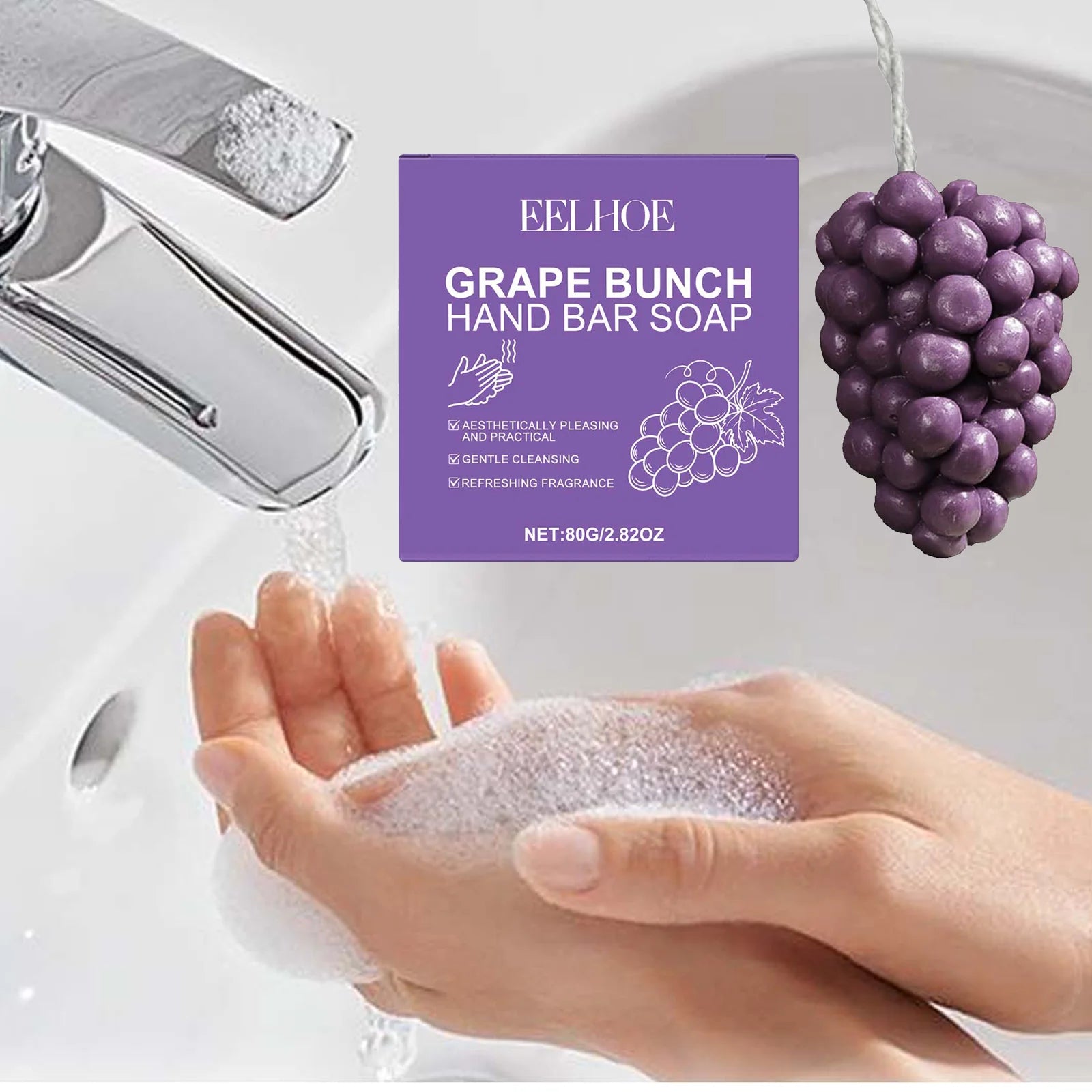 Grape Bunch Shaped Soap Bar Natural & Mild Cleansing Bar for Face and Body Gentle for Sensitive Skin Moisturizing Handmade