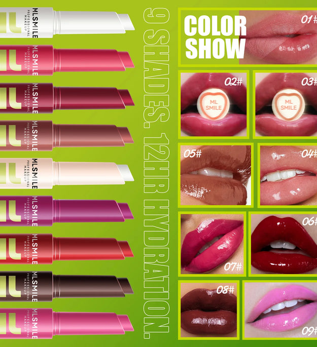multicolor Silky Click Lip Care Hydrating Solid Lip Gloss with Radiant Mirror Shine, Effortless Press Long-Lasting