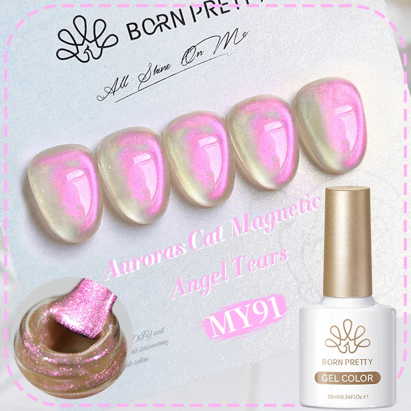 BORN PRETTY 10ml Cat Magnetic Gel Sparkling Ultra Gold Glitter Soak Off UV LED Gel Nail Art Varnish Manicure Valentine's Day