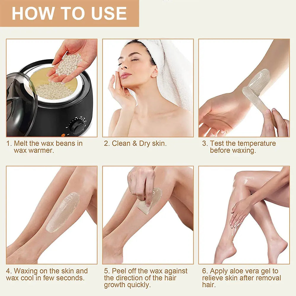 100/500g Hot Film Painless Waxing Beads Depilatory Wax Beans Hard Wax Beans Heating Wax Machine Bikini Face Body Hair Removal