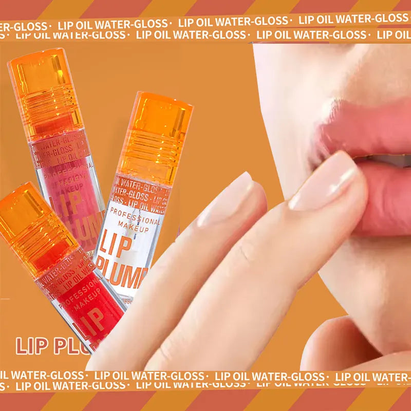 3-Pcs Lip Oil Plump Moisturizing Set – Pink Hydrating Gloss Long-Lasting Clear Liquid Lip Balm，Essential For Autumn And Winter