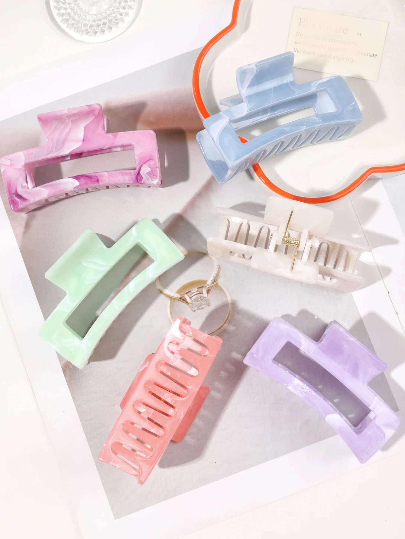 7 Pcs Big Hair Claw Clips 3.4" Non-slip Big Square Matte for Women Girls, Strong Hold Banana Clips for Thick Thin Hair - BlissFully