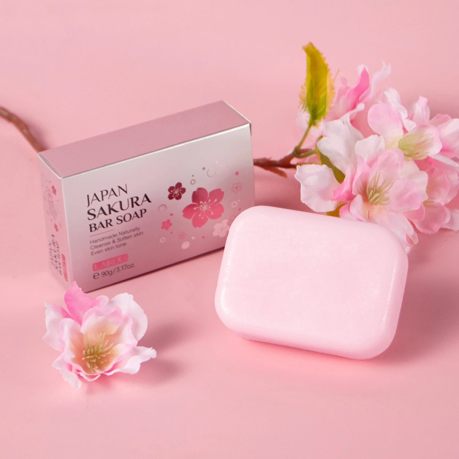 LAIKOU Japan Sakura Bar Soap 5pcs Deep Cleansing Soften Skin Even Tone 90g