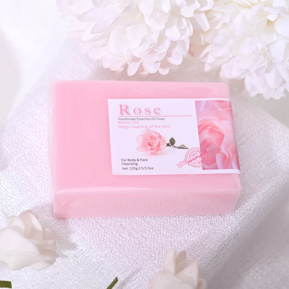 100g Hot Selling Products Rose Oil Handmade Glycerin Soap Bar Body Face Soap Deep Cleans Whitening Soap with Lavender