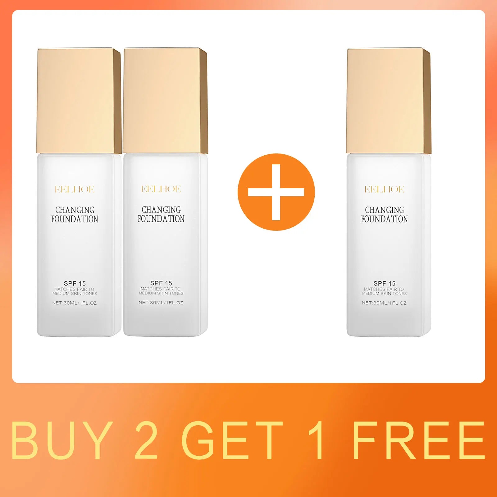 EELHOE Spf 15 Colour Changing Mature Skin Foundation Oil Control Nourishing High Coverage Makeup Cosmetics Covering Foundation - BlissFully