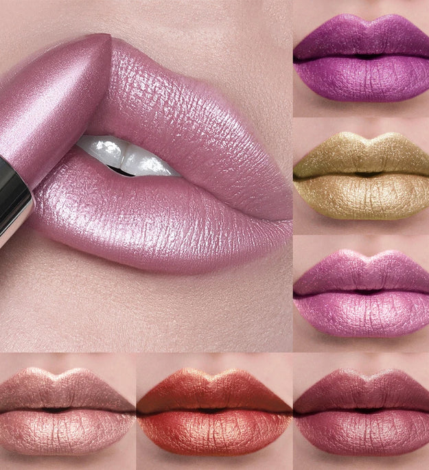 21Colors Bold & Intense Glitter Shiny Metallic Lipstick Pearlescent Lip Tint,Long Lasting Lip Senior Matte Lip Makeup Gifts for