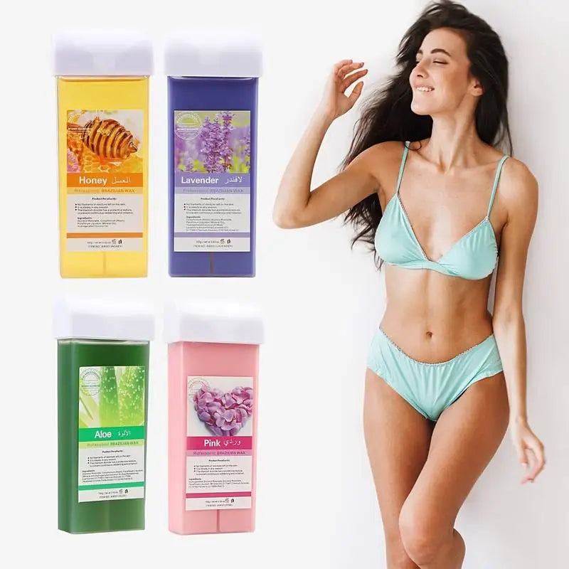 Painless Hair Removal Wax Cartridge Depilatory Wax Warmer Lavender Roll on Wax Wax Roller Refill For Bikini Body Hair Removal