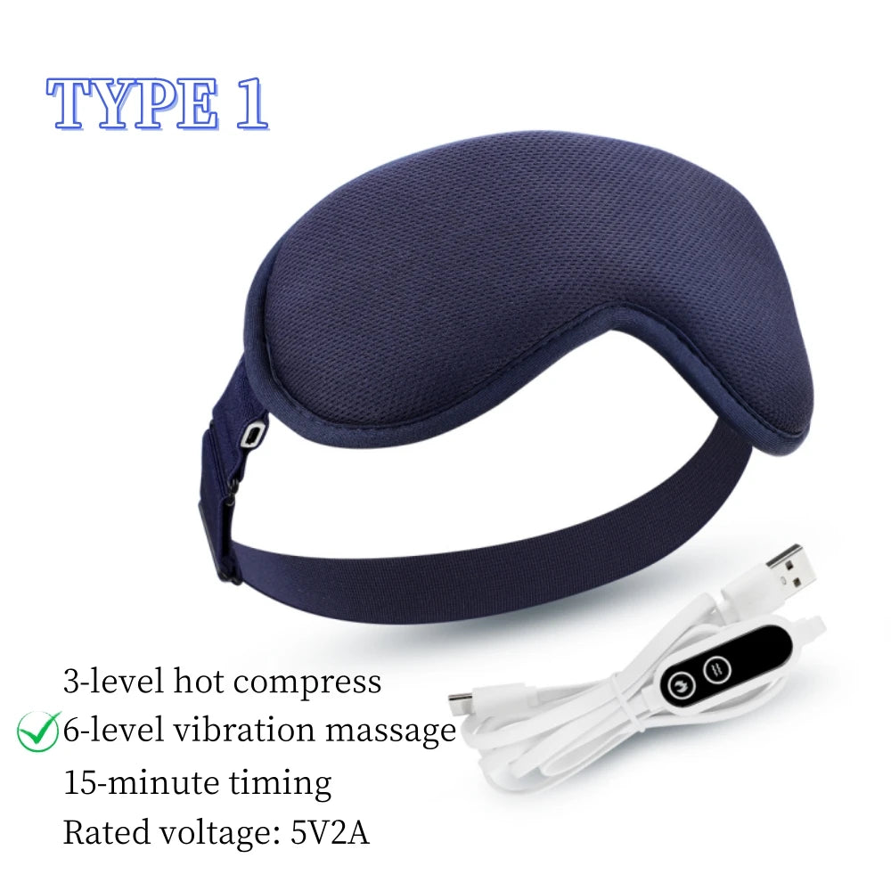 Hot Compress Eye Mask USB 6 Vibration Massage Dry Eyes Relief Heated Steam Eyemask with Remote Control For Sleeping Office