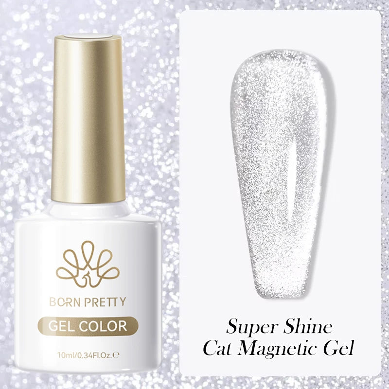 BORN PRETTY 10ml Dark Red Cat Magnetic Gel Nail Polish for Winter Nails DIY Jelly Glass Silver-Light Varnis Semi Permanent