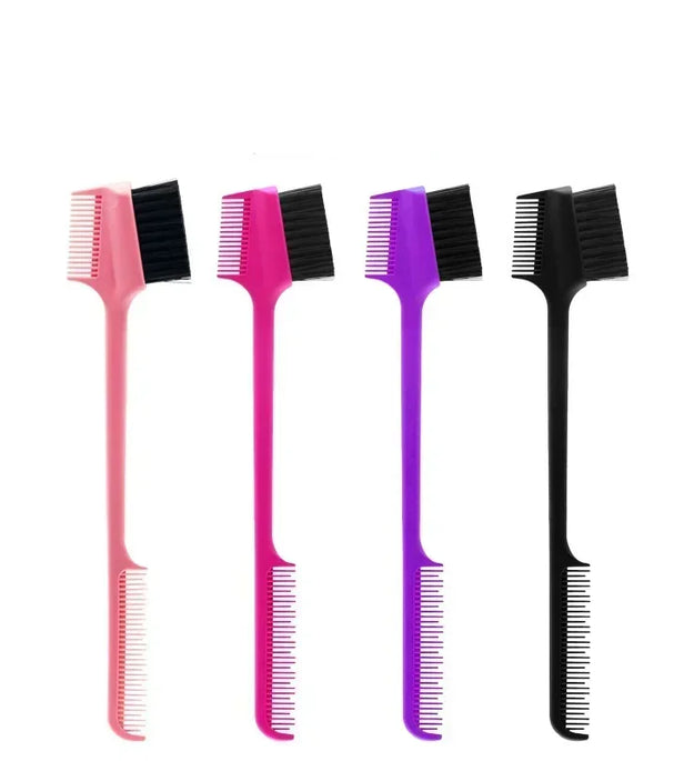 Edge Brush Comb Vendor Double Sided 3 In 1 Edge Control Brush for Baby Hair Salon Hair Comb Brushes Beauty Tools