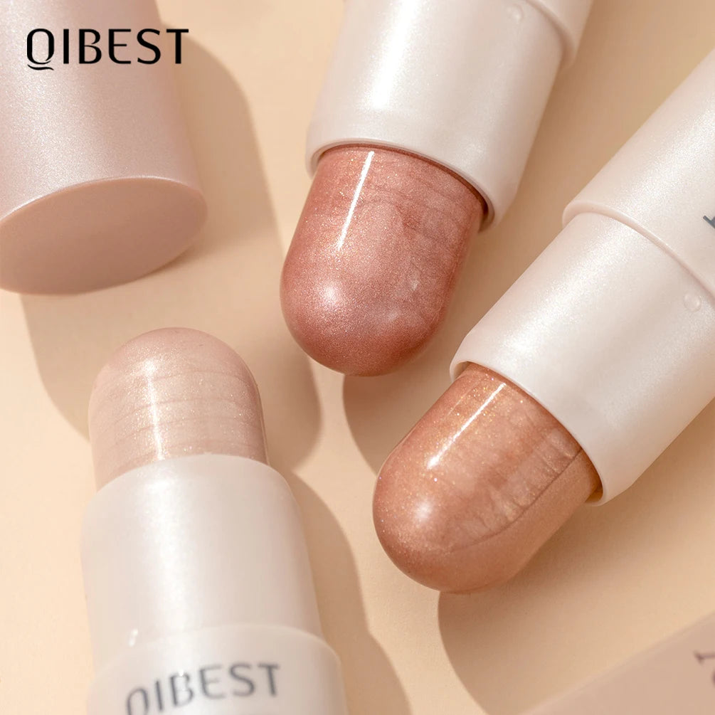 QIBEST 3-Color Pearl Shimmer Highlighter Stick Clear and Lively Watery Glow Moisturizing Face Highlighter Stick